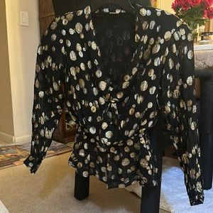 Totally retro gold and black metallic tunic with shoulder pads!